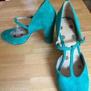 BODEN Women's Size 8.5 (Euro 39) Shoes Suede Laurie T-Bar Heels Meadow
